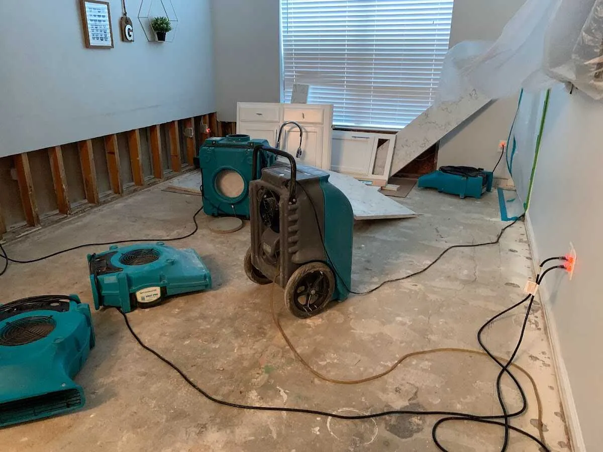 Dehumidifier in flood-cut room for Water Damage Restoration in Brooklyn